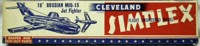 Cleveland Mig-15 Simplex Flying Aircraft - 18 Inch Wingspan, S-124 plastic model kit